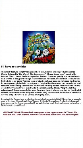 Thomas & Friends Movies/Specials Info by Me (Picture Letter) (Short-Form) (Theatrical/DVD)