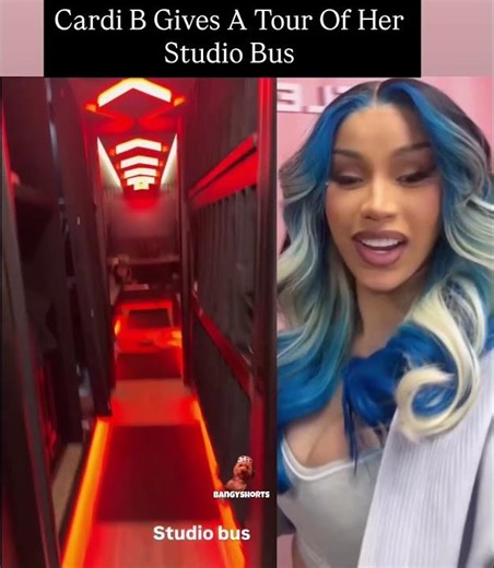 Cardi B gives fans a full look inside her luxury studio bus while on the move