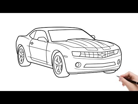 Drawing CHEVROLET CAMARO 2007 easy / how to draw Chevy bumblebee transformer car step by step