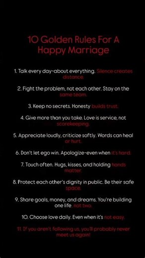 10 GOLDEN RULES FOR A HAPPY MARRIAGE 💍 | Secrets To Lasting Love #psychology #facts #usa