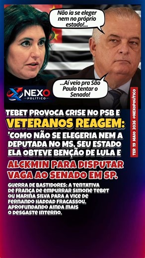 SIMONE TEBET PROVOCA CRISE NO PSB EM SÃO PAULO E VETERANOS REAGEM COM DESPRAZER!