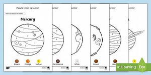 Planets Colour by Number Activity Sheets