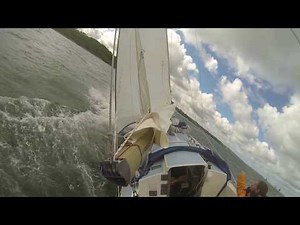 Westerly Centaur headed to Newtown Creek, tacking in strong wind