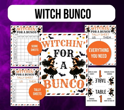 Halloween Bunco Score Sheet, Halloween Bunco Tally Sheets, Halloween Bunco Scorecards, Witch Bunco, Witch Bunco Game, Witch Bunco Sheets - Etsy