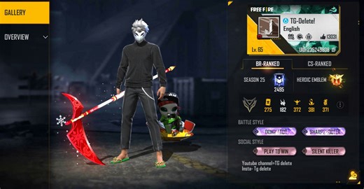 TG Delete’s Free Fire ID number, stats, monthly earnings and more