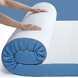 PERLECARE 3 Inch Firm Mattress Topper Queen, Cooling Gel-Infused & Bamboo Charcoal Memory Foam Bed Topper for Pressure Relief, High-Density Mattress Pad with Removable Cover