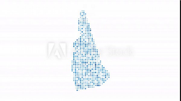 New Hampshire dotted digital map. Map of New Hampshire with pulsating colored circles. Shape of the us state filled with blue disks. Superb video.