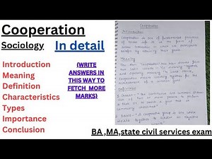 Cooperation|Sociology|Social process|characteristics|types|Importance|BA|MA|Notes#sociology