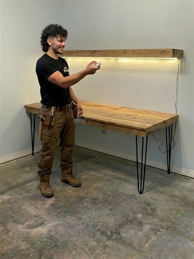 Building a DIY computer desk in the garage. #DIYDesk #GarageWorkshop #DeskBuild #DIYProject #BeforeAfter #Cinematic #Timelapse #Build #Setup #AIVideo #buildora