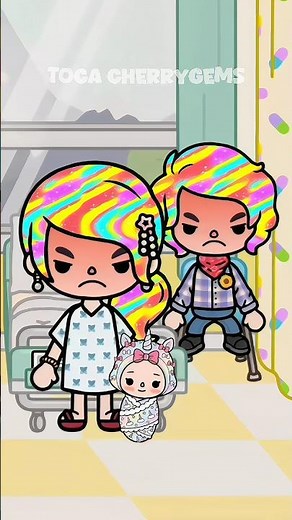 Poor pink haired girl who adopts a unicorn girl 💖🦄 #tocaboca #tocalife #tocalifeworld #shorts