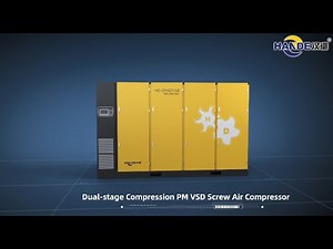 HANDE Two-Stage PM VSD Screw Air Compressor | Inside View & Working Principle