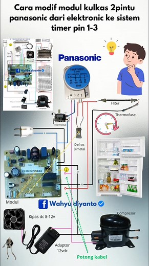 Modifikasi modul Kulkas 2pintu panasonic menjadi timer 1-3 #sorotan #semuoarang | Wahyu Diyanto