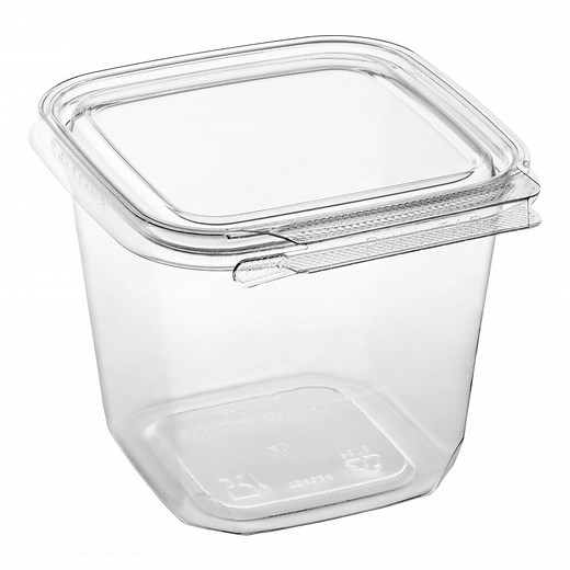 Inline Plastics Safe-T-Fresh 24 oz. Tamper-Resistant, Tamper-Evident Square Hinged Container with Flat Lid - 264/Case