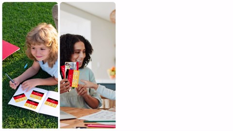 gisgfim 300 Pcs German Vocabulary Flash Cards Beginner Vocab with Pictures German Verb Conjugation Present Tense Memory & Sight Words Essential Translations Learn Language Cards in A Fun & Easy Way