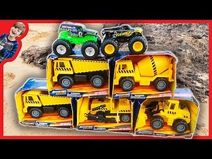 Construction Trucks Toy Unboxing - Monster Trucks and Diggers