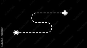 Travel route line style icon. Route icon between two points with dotted path. Location pointer continuous one line drawing.