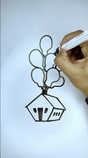 UP house drawing | Pixar UP drawing #up #drawing #housedrawing #cartoon #shorts #balloon