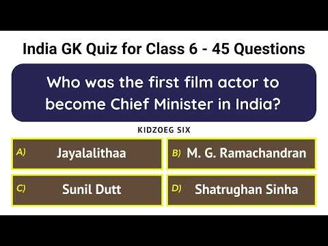 India GK Quiz for Class 6 | 45 General Knowledge Questions to Strengthen Academic Skills 🇮🇳
