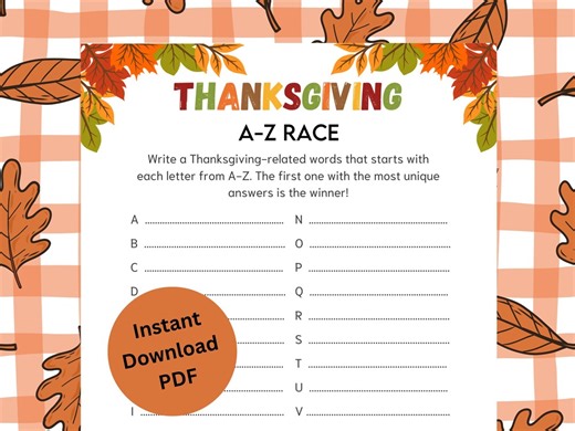 Thanksgiving Trivia Game | Printable A-Z Race Icebreaker Activity - Etsy Canada