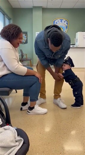 Rookie Officer attempts to maintain order... and fails. 👮‍♂️ #JuniorOfficer #PoliceFamily #ToddlerL