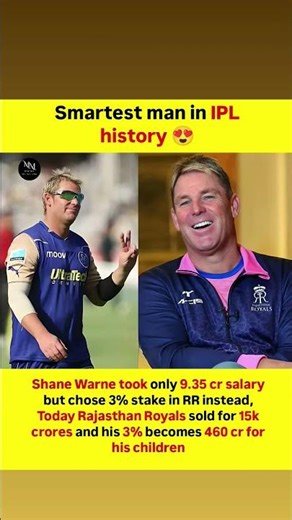 Smartest move in IPL history Shane Warne chose a long term vision over short term earnings 🤑