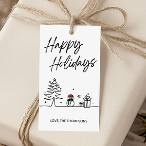 Editable Happy Holidays Printable Gift Tags, Editable Personalized Favor Tags Template Minimalist, Instant Download, Merry Christmas Labels - Etsy