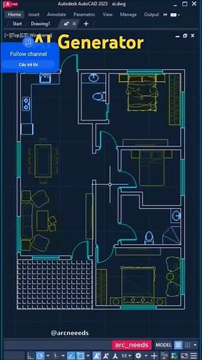 Lisp AI Generator Automation. #autocad #yqarch #design #art #build #furniture #decor #learnautocad