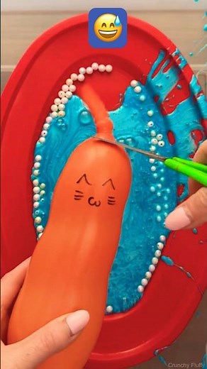 making slime with funny balloons