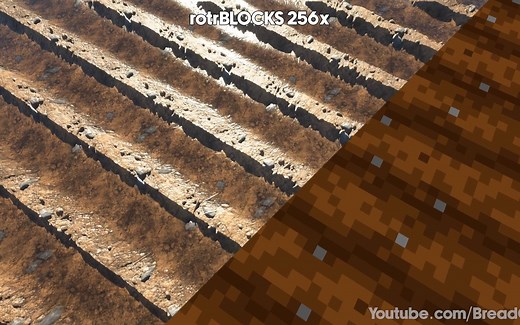 rotrblocks，同时具备【原版颜色纹理 高清 真实】的完美MC材质，的与原版对比。免费下载
