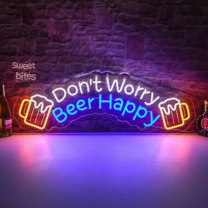 Don't Worry Beer Happy Neon Sign, Drinking Bar Light Sign,home Bar Wall Decor,funny Beer Wall Sign,bar Neon Sign,pub Sign,neon Beer Sign - Etsy