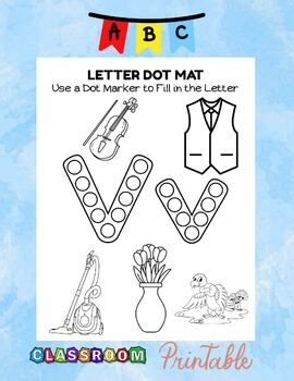 Learn Letter V Dot Marker Toddler Worksheet Upper Lowercase Alphabet Printable