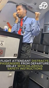 198K views · 4.2K reactions | An airline attendant distracted passengers from some flight-delay woes by delivering some safety instructions in a hilarious manner while on the tarmac at Baltimore/Washington airport. 藍✈️ | ABC7 | Facebook