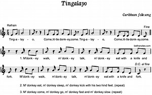 Tingalayo Beth's Notes Songs   Resources