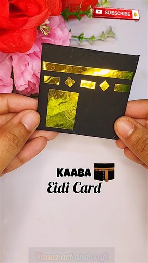 Diy kaaba shape eidi card|origami money envelope|diy money cover #shorts #shortsfeed #ytshorts #eid