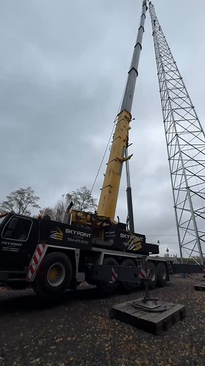 A recent cell tower our crews helped to stack in Clearfield County. 250 foot tower, crane tip height at 273 feet. Job well done by all of the crews involved battling some challenging conditions. | Sky Point Crane