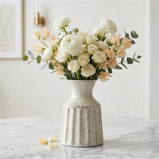 Vintage Ceramic Flower Vase - Rustic American Style Farmhouse Decor for Dried Flowers & Living Room Floral Arrangements - Etsy