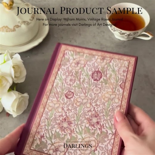 Vintage Flower Journal | William Morris Hyacinth Notebook | Art Nouveau Gold Foiled Look Elegant Floral Diary Luxury Decorative Art Notebook