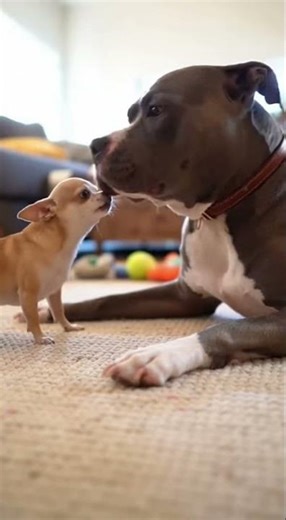 Chihuahua Thinks He’s a Big Dog! Pitbull Plays Along 😂