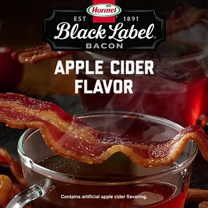 Savory bacon meets a classic fall flavor in our new HORMEL® BLACK LABEL® Apple Cider Bacon. Try it. While supplies last. Your mouth will thank you. | BLACK LABEL Bacon
