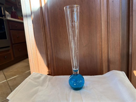 Blue Bubble Base Glass Vase, Turquoise Bud Vase - Etsy