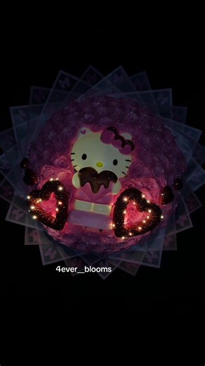 75ct with eternal roses and hello kitty lamp 😍🩷💐✨ place orders through instagram -4ever__blooms 💐 #foryoupage #hellokitty #valentinesday #viral #trending