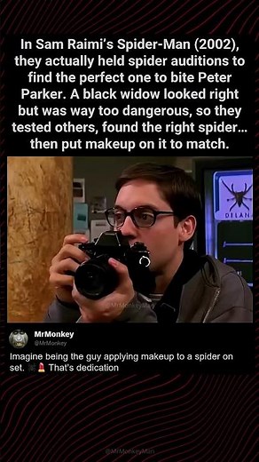 In Spider-Man (2002), Sam Raimi used a real spider in this scene