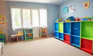 Create a time-lapse of a family-friendly playroom transformation, featuring vibrant colors, storage solutions, and interactive zones designed for fun and learning in playful 4K hyperrealistic video.