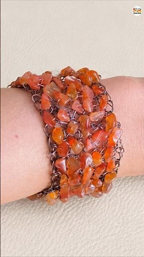 Crochet wire bead bracelet #wirejewelry #wirewrapping