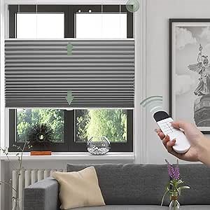 Zshine Top Down Bottom Up Motorized Honeycomb Blinds Customized Cellular Shades Thermal Insulated Blinds for Home Windows Office (45mm Blackout 93024B)