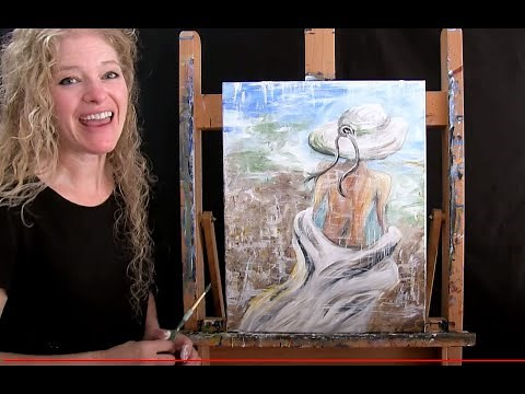 Learn to Paint ABSTRACT WOMAN BLUE - Paint and Sip at Home - Step by Step Acrylic Painting Tutorial