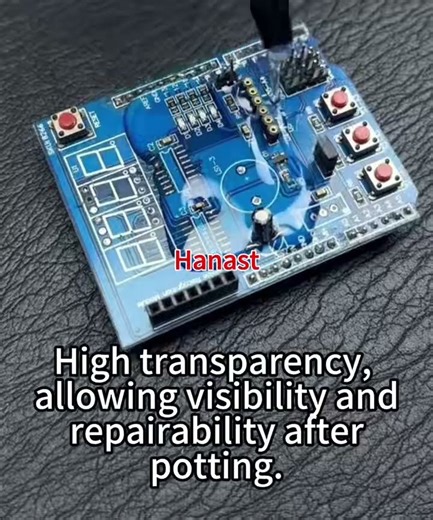 Why do large manufacturers use transparent potting compounds for circuit boards?