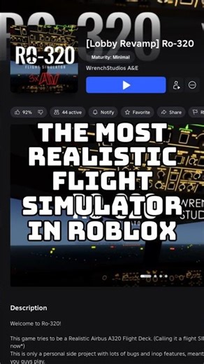 THE MOST REALISTIC AIRPLANE GAME IN ROBLOX!!!😲✈️ #roblox #robloxshorts #shorts #youtubeshorts