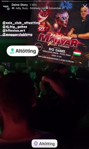🇭🇺 FARSANGI MAGYAR BULI 🇭🇺 (ALTÖTTINGBEN) 🥳🤠 📅 2026. FEBRUÁR 7. SZOMBAT ⏰ NYITÁS: 22:00 Óra 📍 Axis Club (Marienstr. 3. Altöltting) ➡️ WELCOME DRINK - FOTO TEAM 🎧 Egész este jó hangulat, Pörögnek a Legjobb Magyar és Külföldi Slágerek! 🇭🇺 ▪️Szóval Gyertek Bulizzatok velünk‼️ 🎉 Légyszi Osszátok meg a bejegyzést, hogy minnél több emberhez eljusson! 🙏 @lelkes rajongók