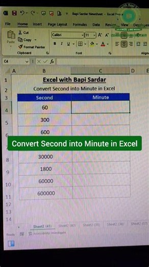 Convert Seconds to Minutes in Excel ⏱️Use the CONVERT formula and get instant results! #exceltips